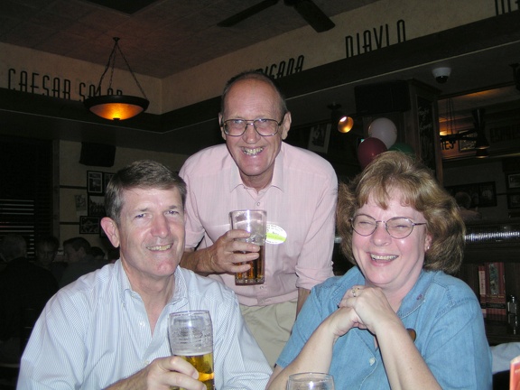 Carol &amp; Frank Alfter with Quentin Bland at dinner at Frankie &amp; Benny's Italian Restaurant.