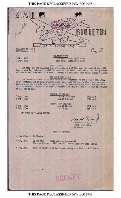 Station Bulletin# 63, 5 MAY 1944
