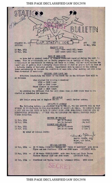 Station Bulletin# 66, 11 MAY 1944