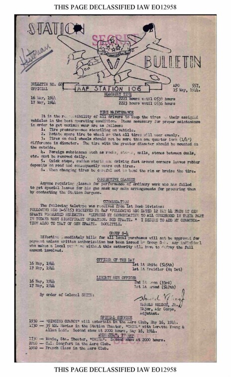 Station Bulletin# 68, 15 MAY 1944