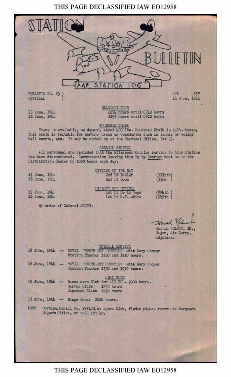 Station Bulletin# 83, 14 JUNE 1944