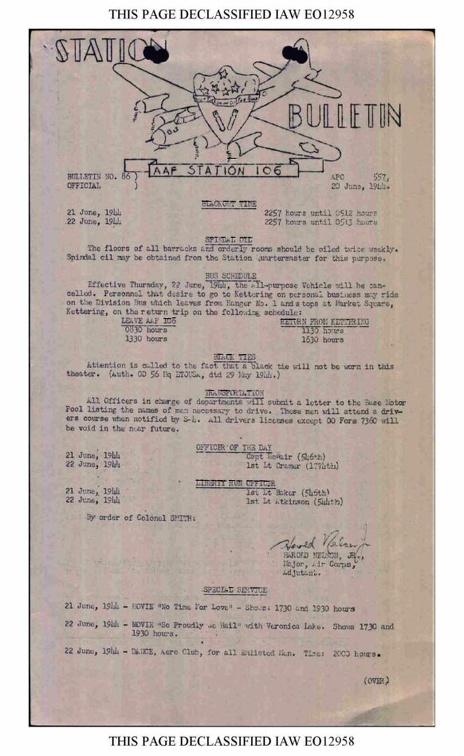Station Bulletin# 86, 20 JUNE 1944 Page 1