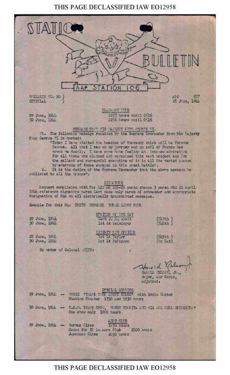 Station Bulletin# 90, 28 JUNE 1944
