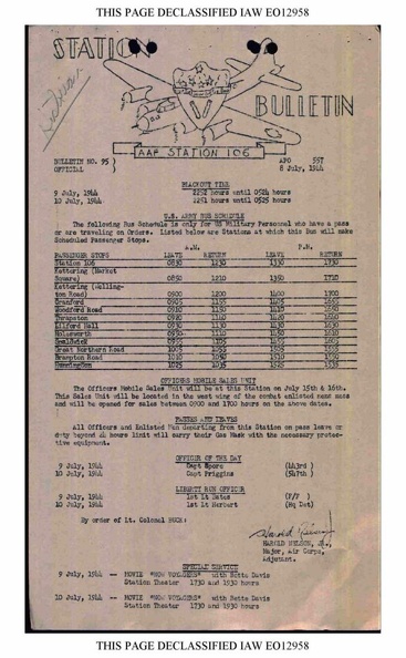 Station Bulletin# 95 8 JULY 1944