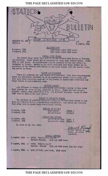 Station Bulletin# 108 3 AUGUST 1944