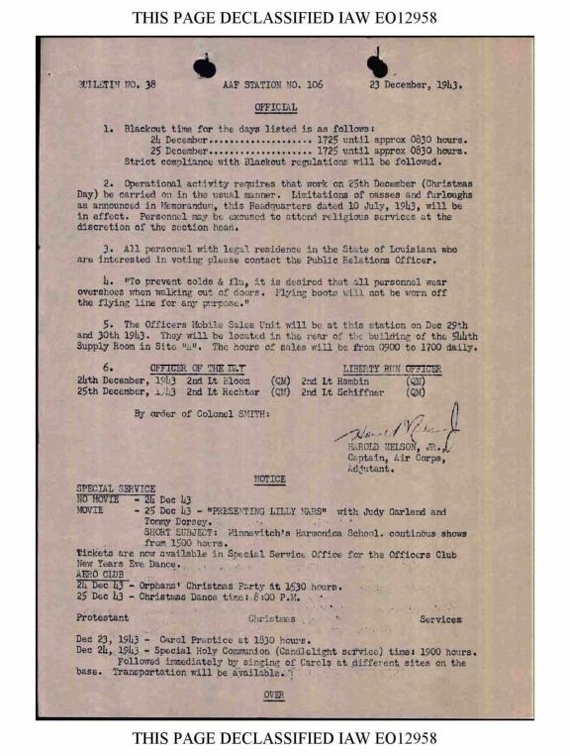 Bulletin# 38, 23 DECEMBER 1943