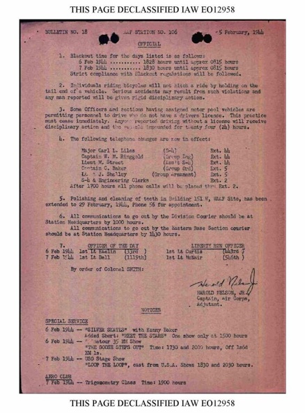 Bulletin# 18, 5 FEBRUARY 1944