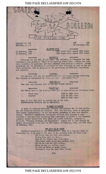 Station Bulletin# 23, 15 FEBRUARY 1944 Page 1