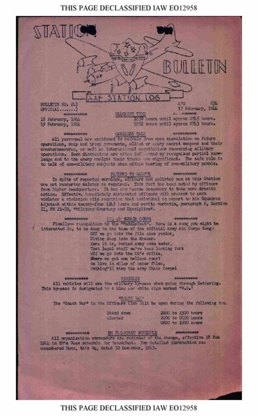 Station Bulletin# 24, 17 FEBRUARY 1944 Page 1