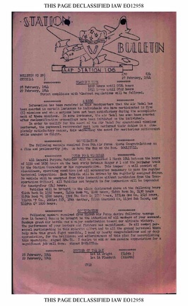 Station Bulletin# 29, 27 FEBRUARY 1944 Page 1