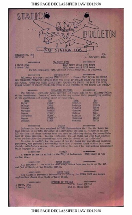 Station Bulletin# 30, 29 FEBRUARY 1944 Page 1