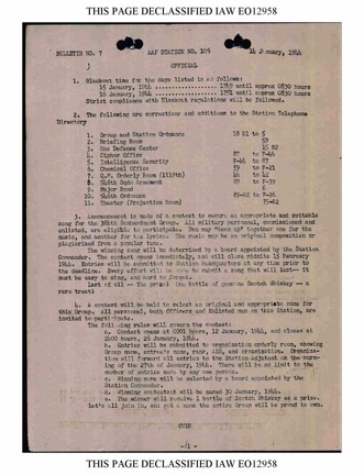 Station Bulletin# 7, 14 JANUARY 1944 Page 1