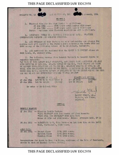 Station Bulletin# 12, 24 JANUARY 1944
