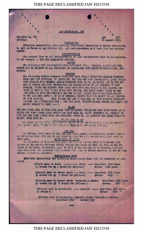 BULLETIN# 29, 20 AUGUST 1945 Page 1