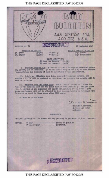 BULLETIN# 61, 26 SEPTEMBER 1945