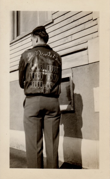 Russell Don Reams, Devil's Brat flight jacket, back, 31 Missions022.jpg