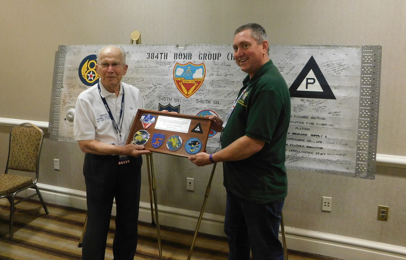 Peter Presenting  a 384th Memento to Jeff Hawley - 1ST Air Division Heritage Society.JPG
