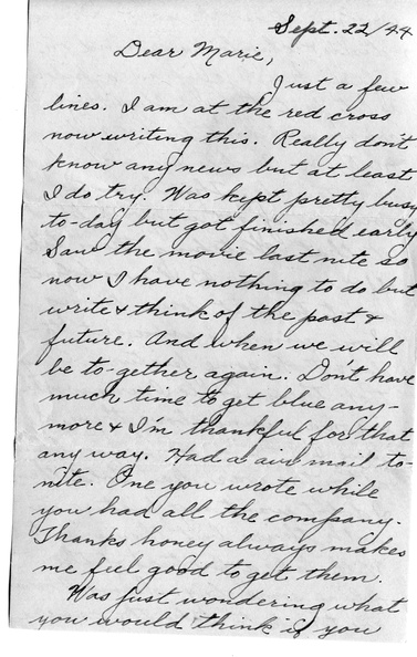 22 September 1944 Letter page 1