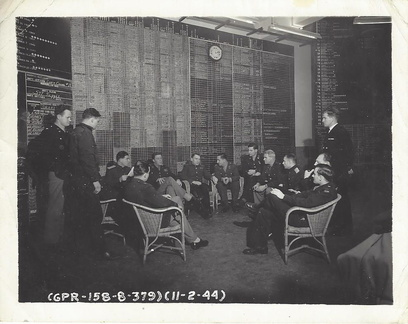 1944 02 11 379th Bombardment Squadn Russian Officer Visit Situation Room - D-Day Operation