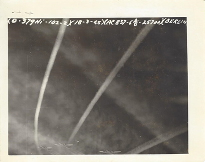 1945_03_18 379th Bombardment Squadron Contrails over Berlin