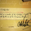 Robert L. Compton, Goldfish Club Membership Card