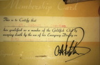 Robert L. Compton, Goldfish Club Membership Card