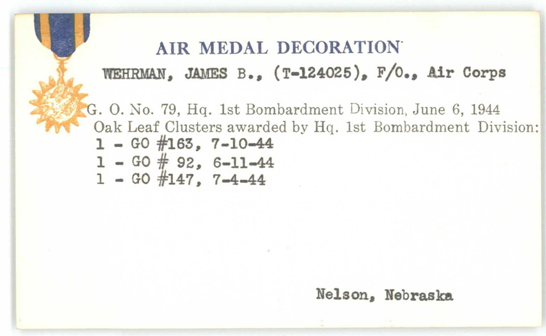 NARA File - Wehman Air Medal Card