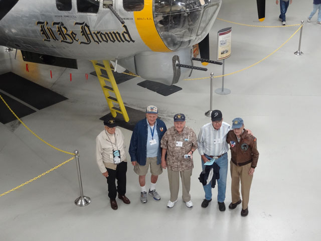 Jack Goetz, Henry Sienkiewicz, Bill O'Leary, Don Hilliard and Dave Lustig at the 390th Bomb Group museum.jpg
