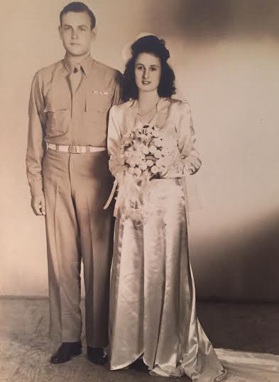 Johnie Earl Young and bride,1944