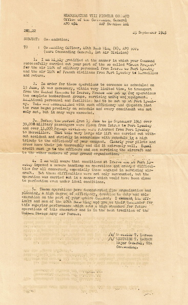 1945-09-25 Commendation Page 1