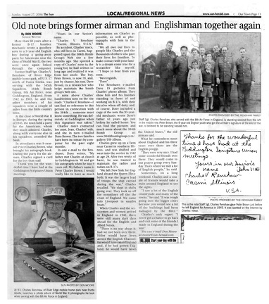 The story of me reuniting Charles and my Father, from the Sun-Herald 27th Aug '06