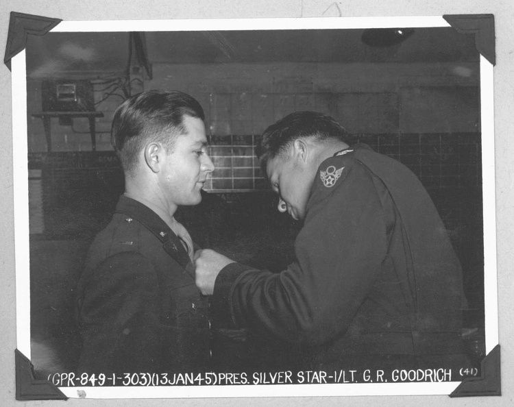 Silver Star awarded to 1st Lt Gene Goodrick, 13 January 1945