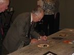 Peter Bielskis signing the wing panel.