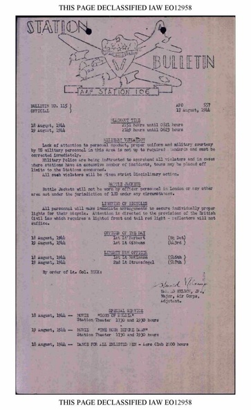 Station Bulletin# 115 17 AUGUST 1944