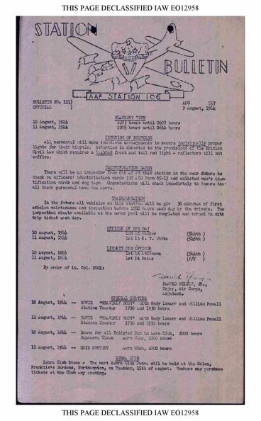 Station Bulletin# 111 9 AUGUST 1944