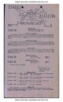 Station Bulletin# 111 9 AUGUST 1944