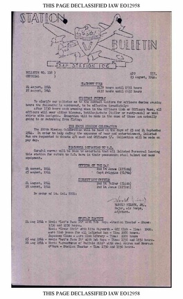 Station Bulletin# 118 23 AUGUST 1944