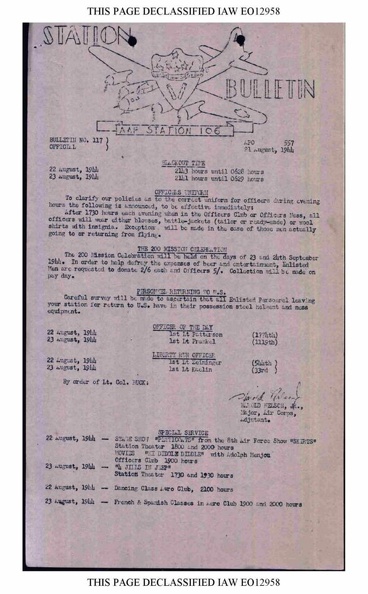 Station Bulletin# 117 21 AUGUST 1944