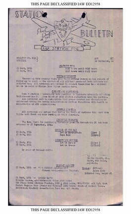 Station Bulletin# 133 22 SEPTEMBER 1944