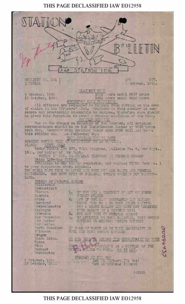 Station Bulletin# 141 8 OCTOBER 1944 Page 1