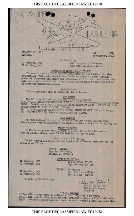 Station Bulletin# 178 21 DECEMBER 1944