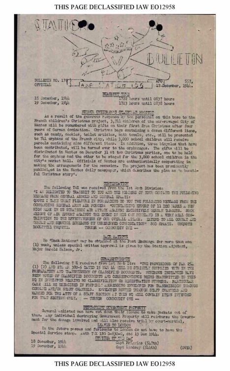 Station Bulletin# 176 17 DECEMBER 1944 Page 1