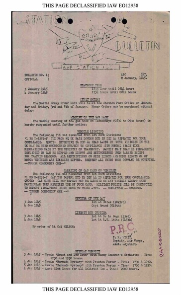 Station Bulletin# 1,  2 JANUARY 1945