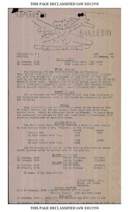 Station Bulletin# 5,  10 JANUARY 1945