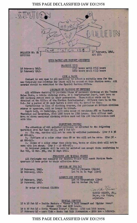 Station Bulletin# 24, 17 FEBRUARY 1945