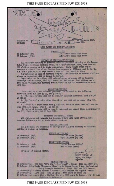 Station Bulletin# 23, 15 FEBRUARY 1945