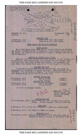 Station Bulletin# 16, 1 FEBRUARY 1945