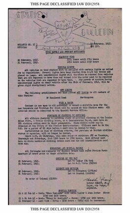 Station Bulletin# 25, 19 FEBRUARY 1945