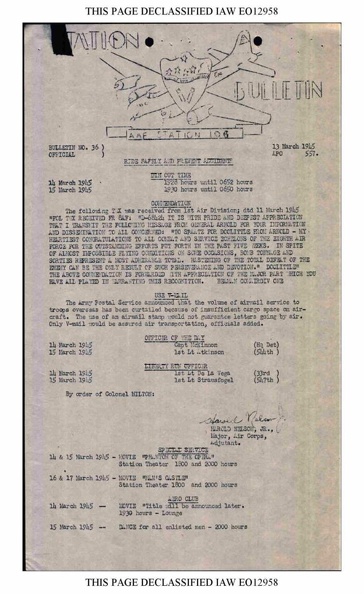 Station Bulletin# 36, 13 MARCH 1945