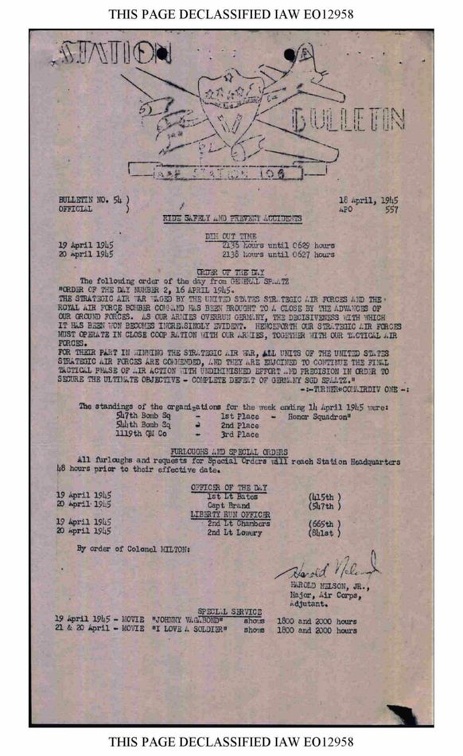 Station Bulletin# 54, 18 APRIL 1945